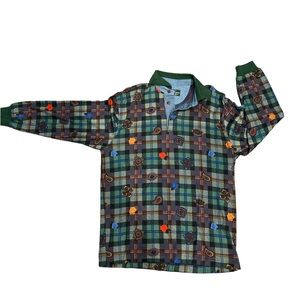 Vintage Henry Cottons Paisley Polo Long-sleeve  Made in Italy